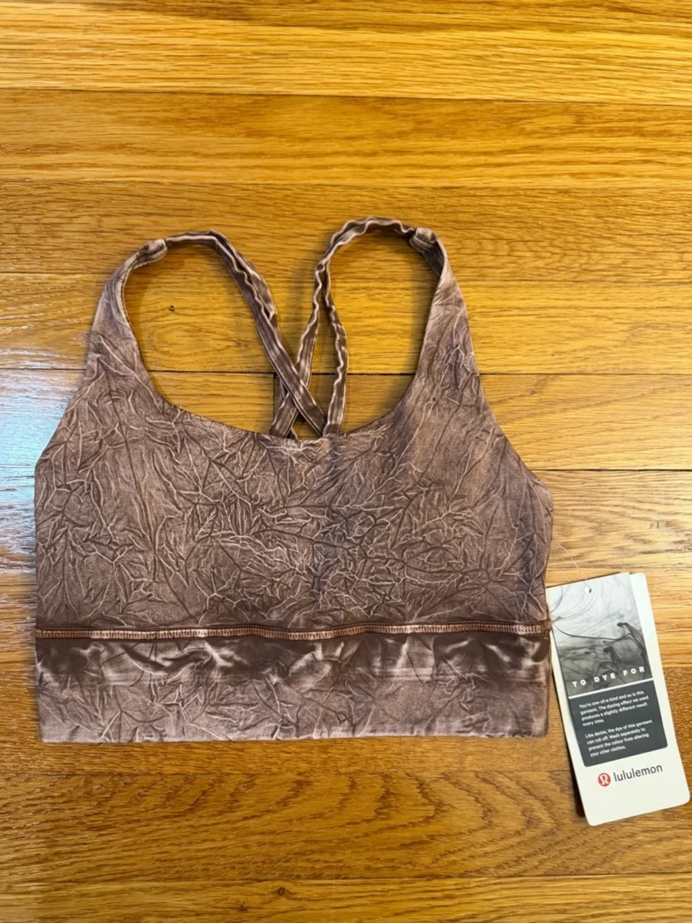 Lululemon Energy Bra Long Line Ice Dye Ice Wash Brown Earth - Size 4 NWT (New)